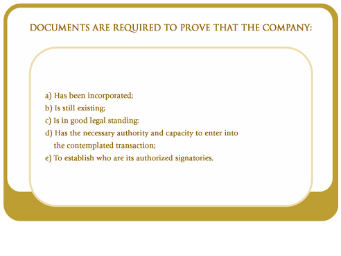Documents required to provide to the company