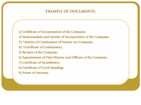 Examples of documents