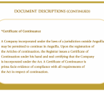 Certificate of Continuance